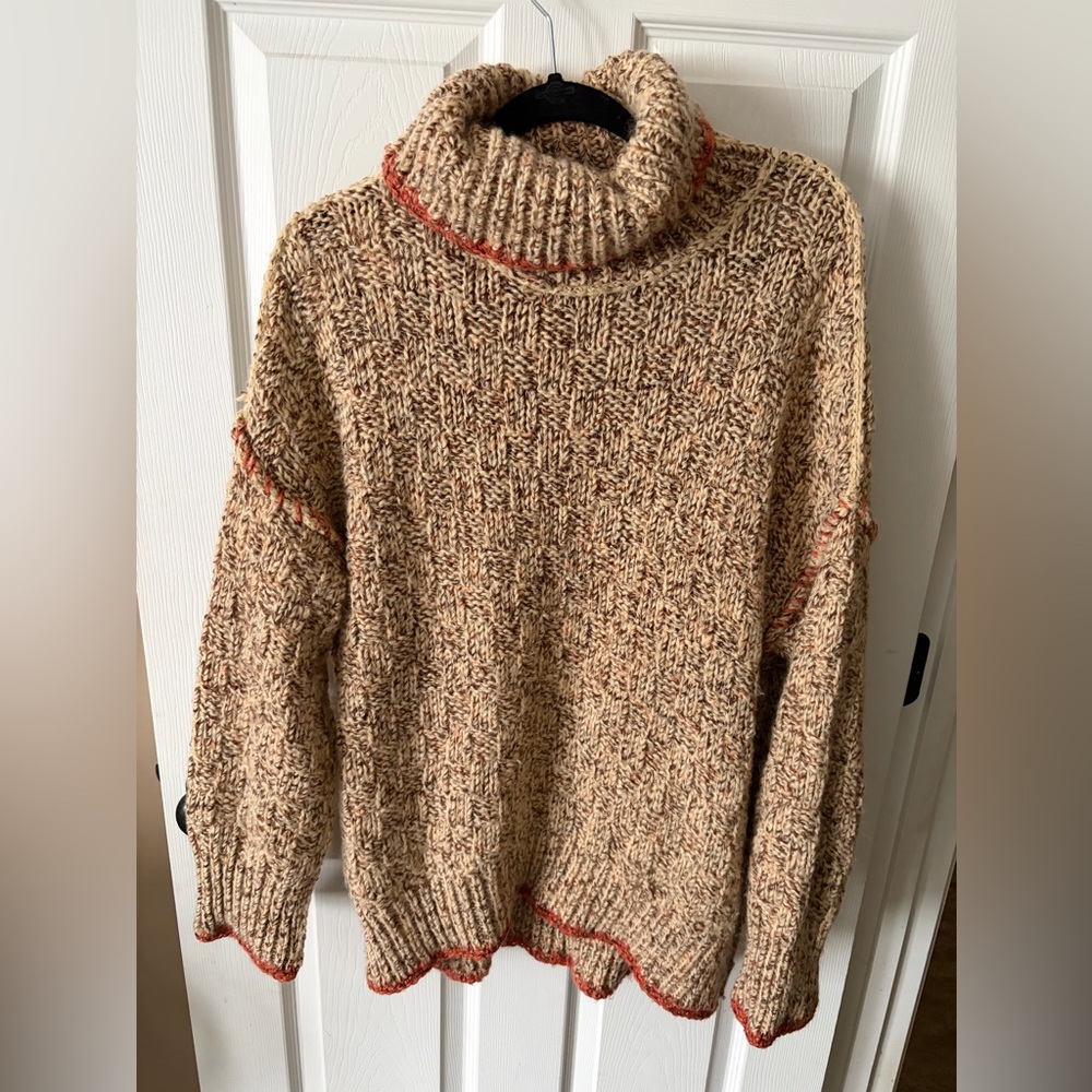 Free People Echo Pullover wool blend Sweater turtleneck in Cream Size Small - Picture 4 of 15